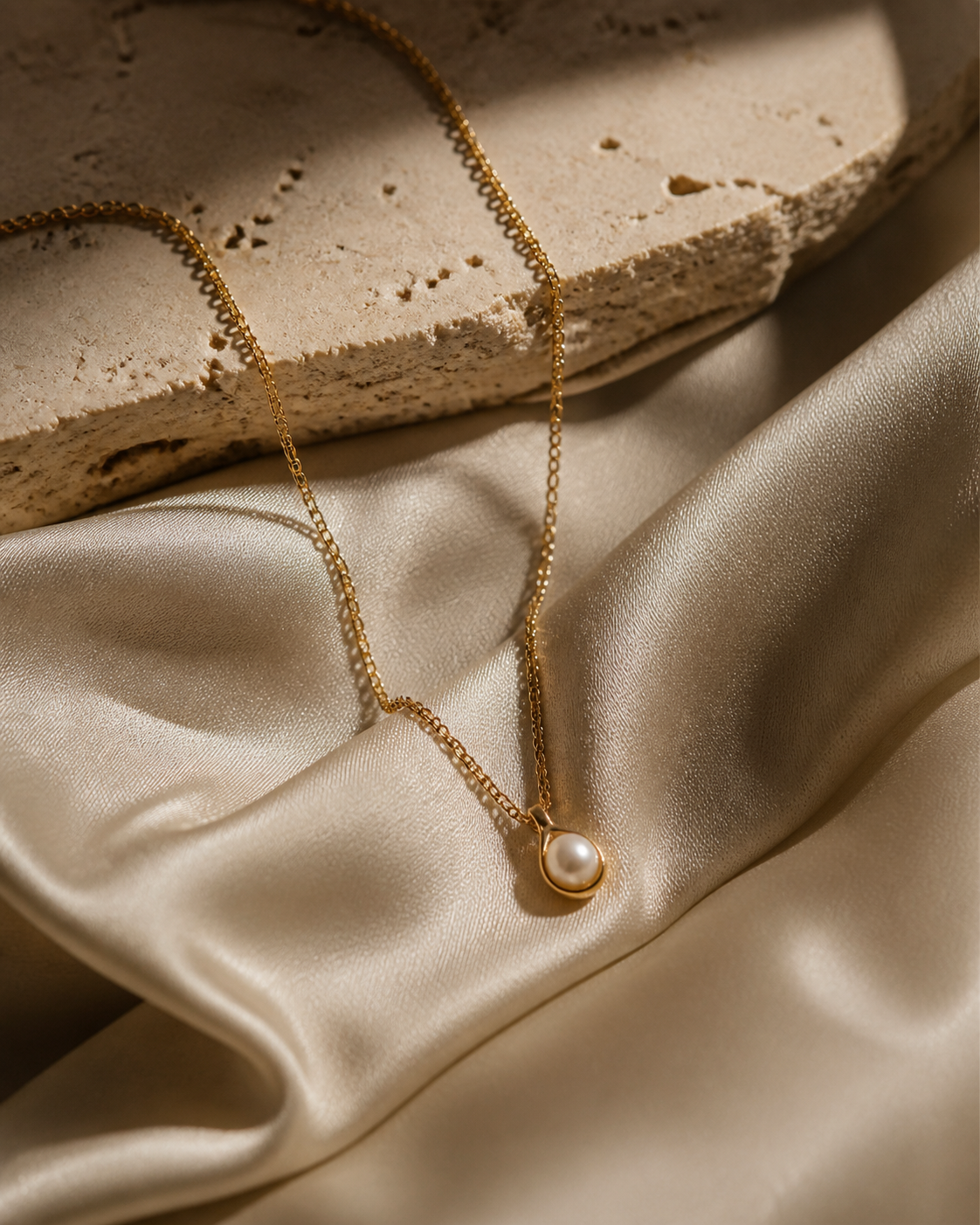 Solstice Pendant photographed as a luxury necklace study.